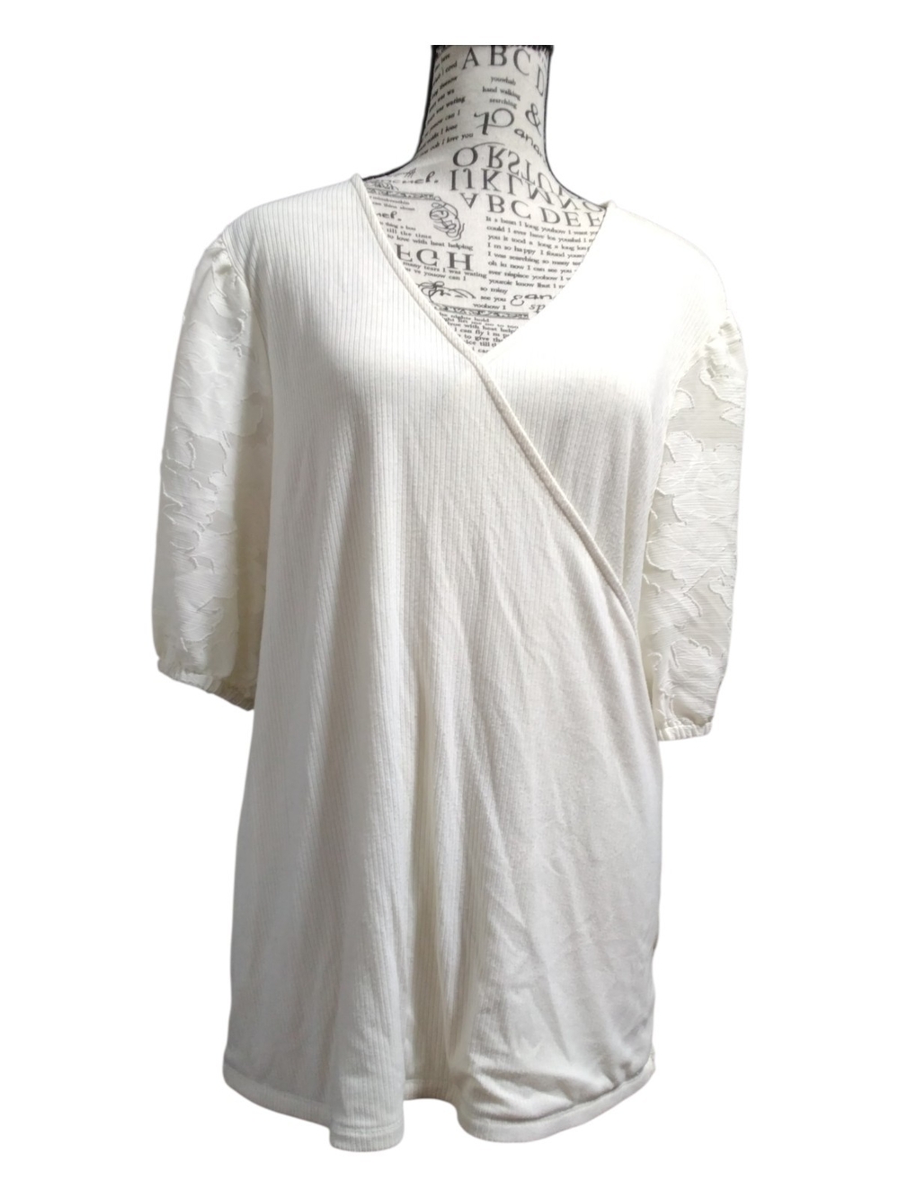 torrid White Lace Sleeve Non-Opening Wrap-Front Blouse Size 2